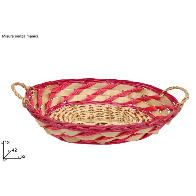 Cesta ovale fascia rossa naturale - Principale