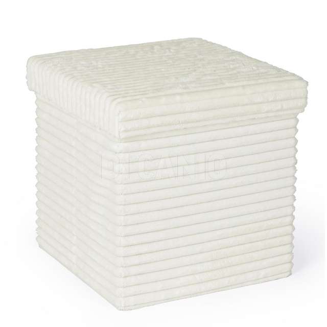 Pouf contenitore pieghevole sedona velluto bianco - Principale