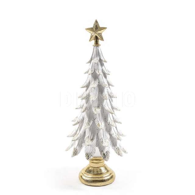 Albero bianco oro in resina 15x15x41cm - Principale