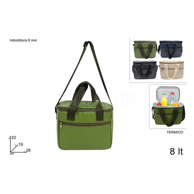 Borsa frigo 8lt con tasca effetto pelle 4 colori - Principale