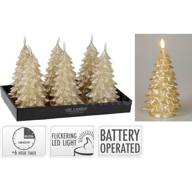 Candela albero led 17cm oro - Principale