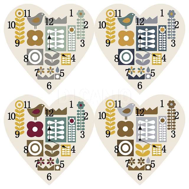 Orologio tela cuore diam. 33cm. dis. cuori 3colori cre - Principale