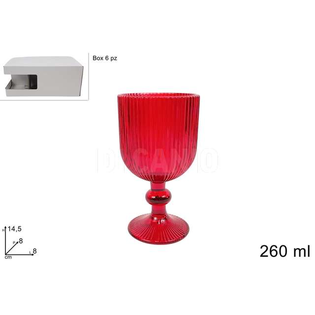 Set 6 calice vetro 260 ml rosso - Principale