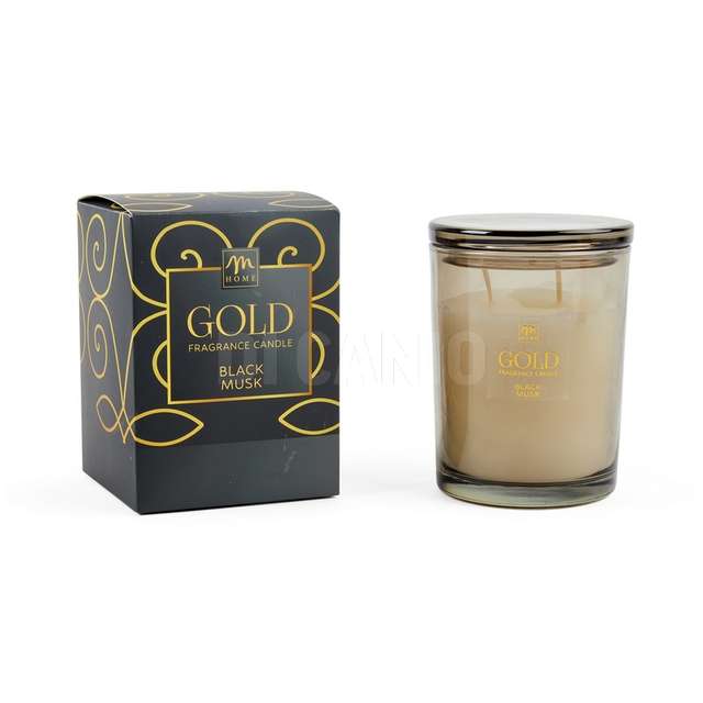 Candela black musk in cera e vetro 400gr. 10.4x10.4xh.14.2 cm - Principale