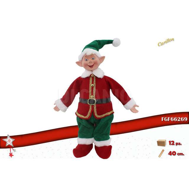 Elfo alzato carillon col. rosso verde dim.cm.: 40 - Principale