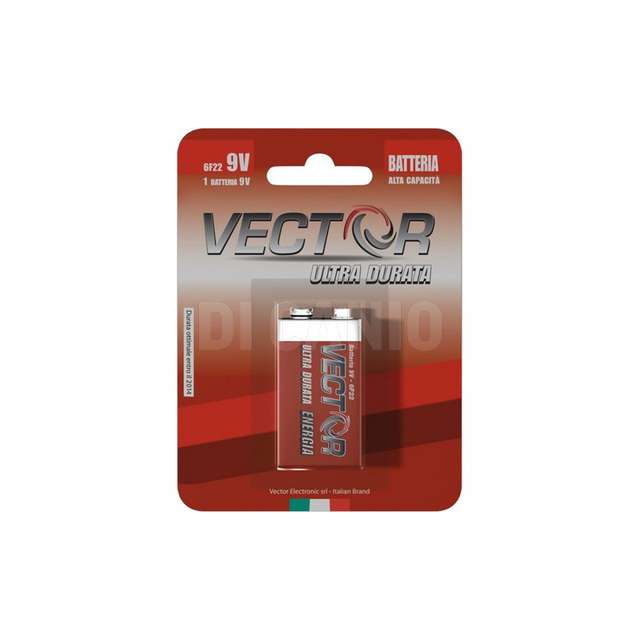 Pila ultra durata 9 volt 1pz rossa vector.-6f22-9v-1b- - Principale