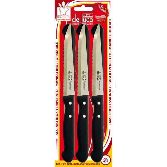 Set 6pz coltelli bistecca m_chiod.nero de luca.-637n - Principale