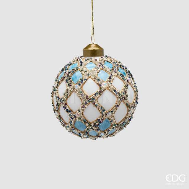 Addobbo palla gemme deco d.10 white blue - Principale