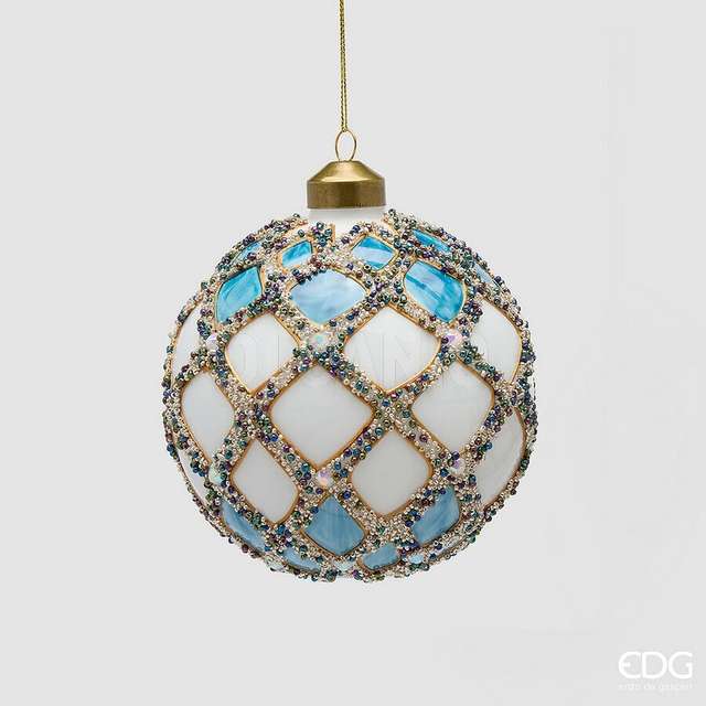 Addobbo palla gemme deco d.12 white blue - Principale