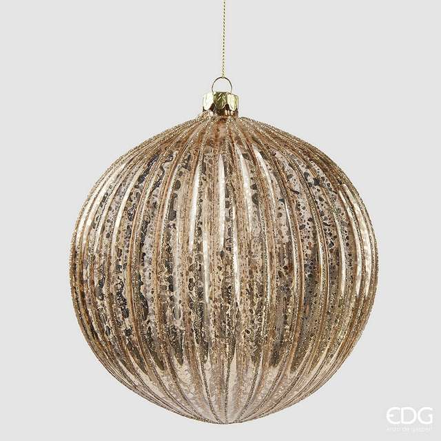 Addobbo palla righe d.15 light gold - Principale