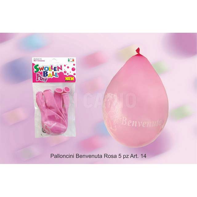 Busta 5 palloncini gomma benvenuta cn - Principale