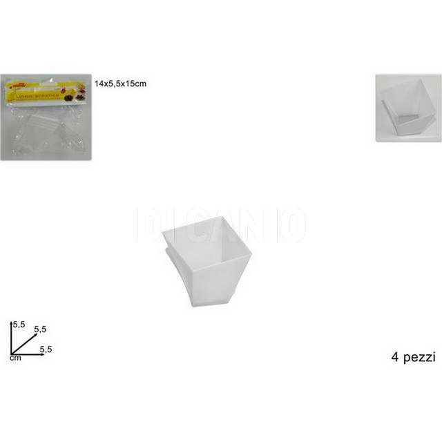 Coppetta plastica quadrata 4pz bianco - Principale
