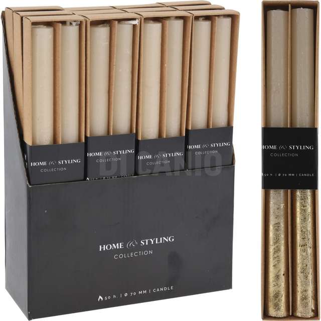 2 candele stelo 25cm crema/oro - Principale