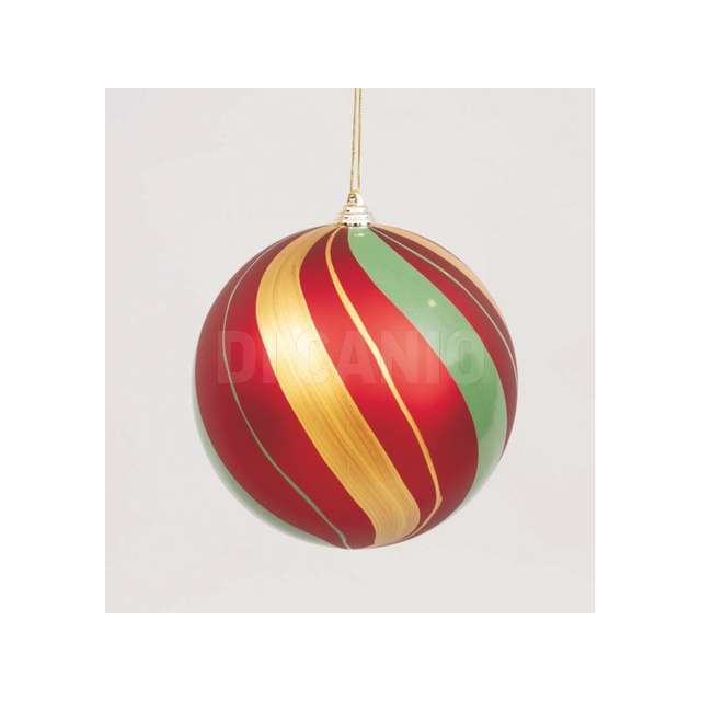 Sfera rossa met.mm.250 a strisce oro/verde in bst - Principale
