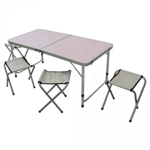 Set tavolo pieghevole con 4 sgabelli - Principale