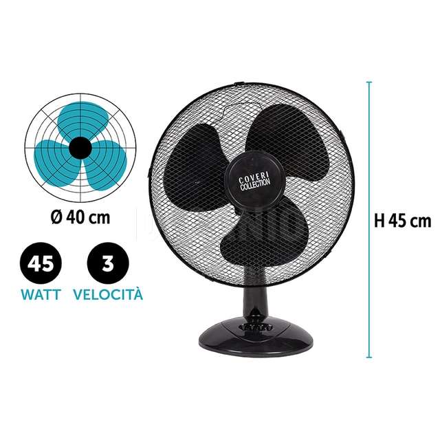 Ventilatore da tavolo d40 45w nero - Principale