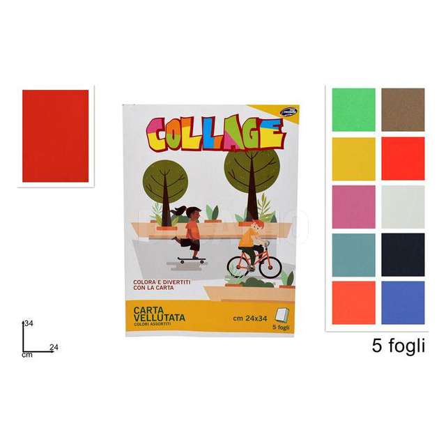 Album carta vellutata 5 fogli 24x34cm colori assortiti - Principale