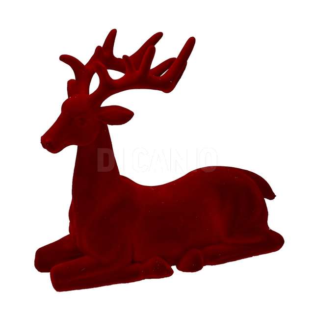 Renna ceramica seduta floccata rosso cm2 6x10h24,5 - Principale