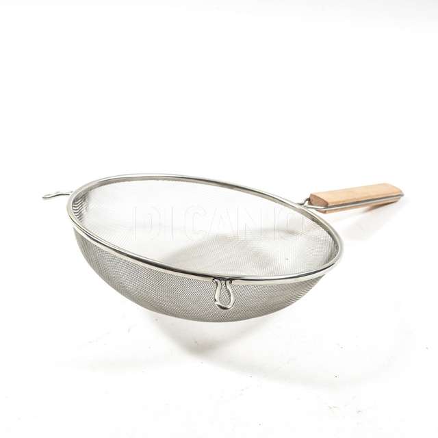 Colino da cucina in acciaio inox con manico in legnio cm.24x44x8 - Principale