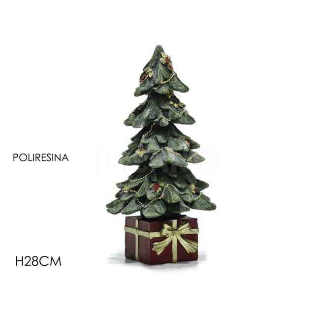 Albero di natale 28cm verde c/rosso - Principale