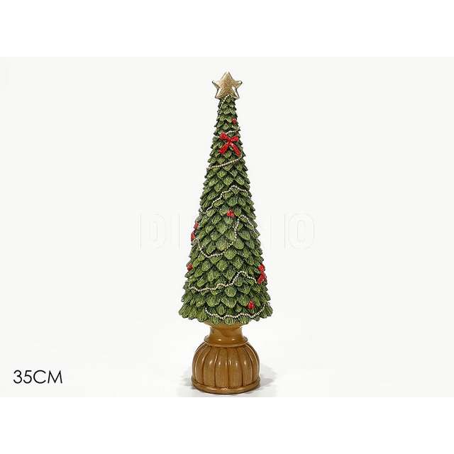 Albero di natale 35cm verde c/rosso. - Principale