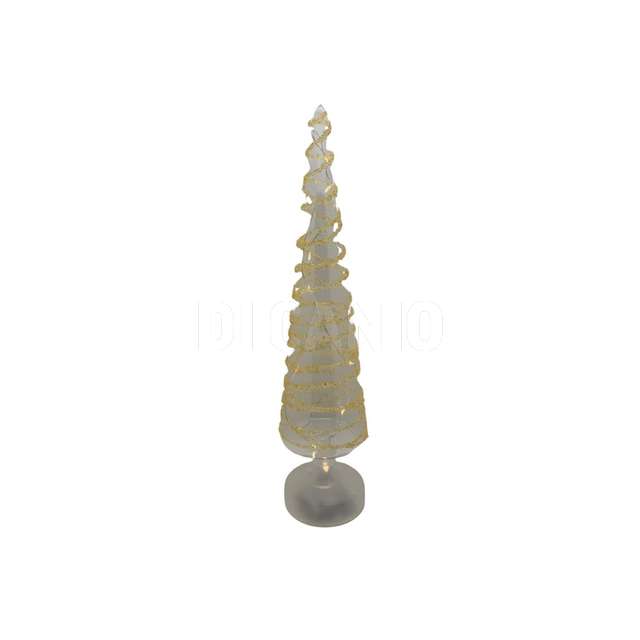 Albero in vetro con perline e luci a batteria 3xaa d.9xh.40 cm - Principale