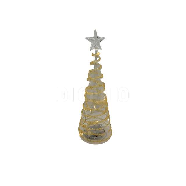 Albero in vetro con perline e luci a batteria 3xaaa d.9xh.28 cm - Principale