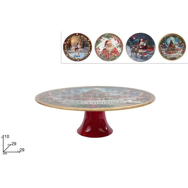 Alzatina plastica d. 29 cm. decoro natalizio 4 ass.. - Principale