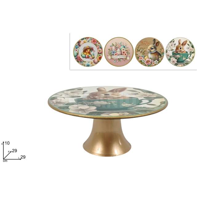 Alzatina plastica dm.29 cm decoro pasquale 4 assortito - Principale