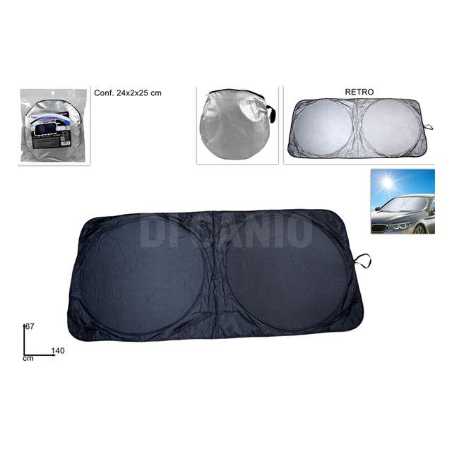 Parasole auto pieghevole nero/silver con custodia - Principale