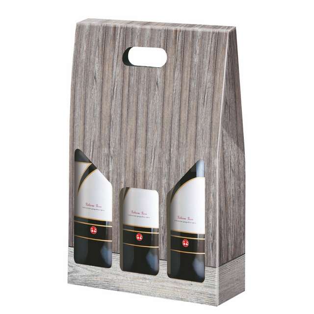 Scatola cartone vino colore vintage wood 3 bottiglie - Principale