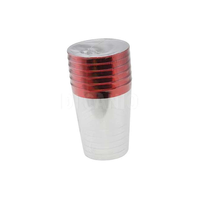 Set 6 bicchieri 295ml b/rosso plastica - Principale