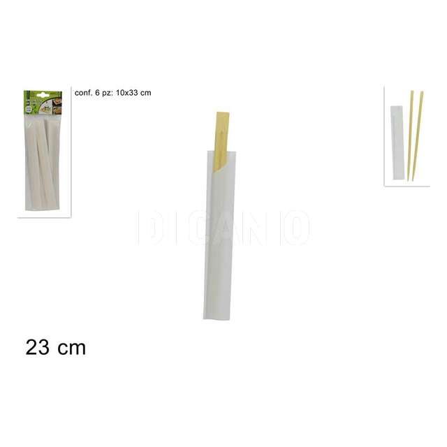 Set 6 pz bacchette cinesi bamboo cm.23 - Principale