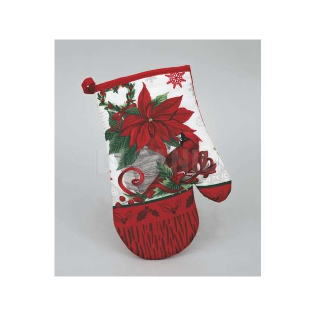 Guanto cm.19x27 dec.stelle di natale rosse - Principale