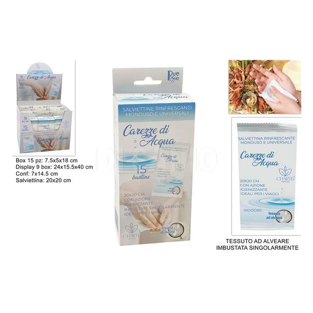 Salviettine monouso rinfrescanti acqua pura box 15 pz - Principale