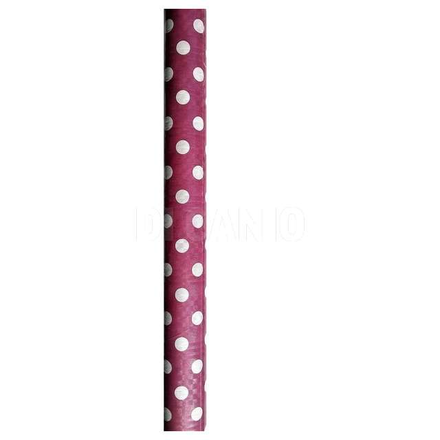 Tovaglia carta damascata mt.7x1.20 fucsia_pois bianchi orema - Principale