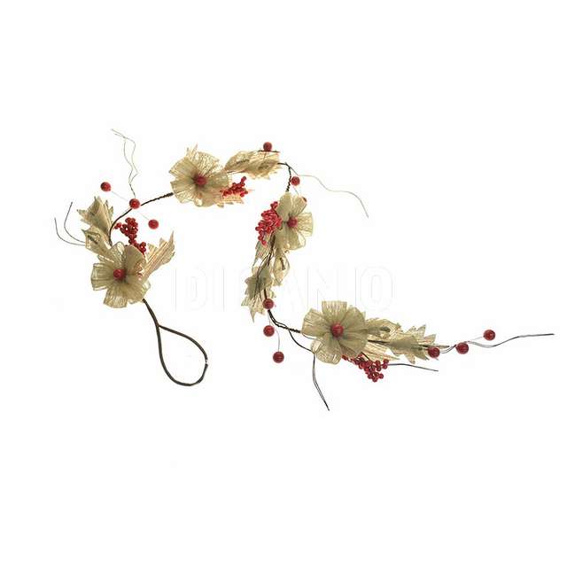 Festone 4 fiori yuta nat. bacca rossa partenope 306121330 - Principale
