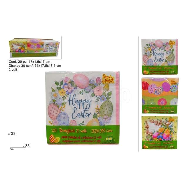 Tovaglioli 2 veli 20 pz cm.33x33 decoropasquale - Principale