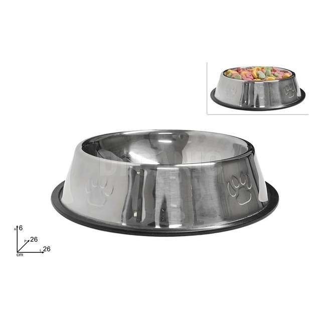Ciotola acciaio cm.26 per cani/gatti - Principale