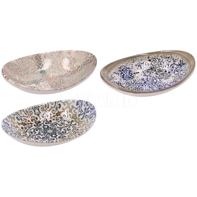 Ciotola ovale ceramica colori assortitacm.15x11x4 - Principale