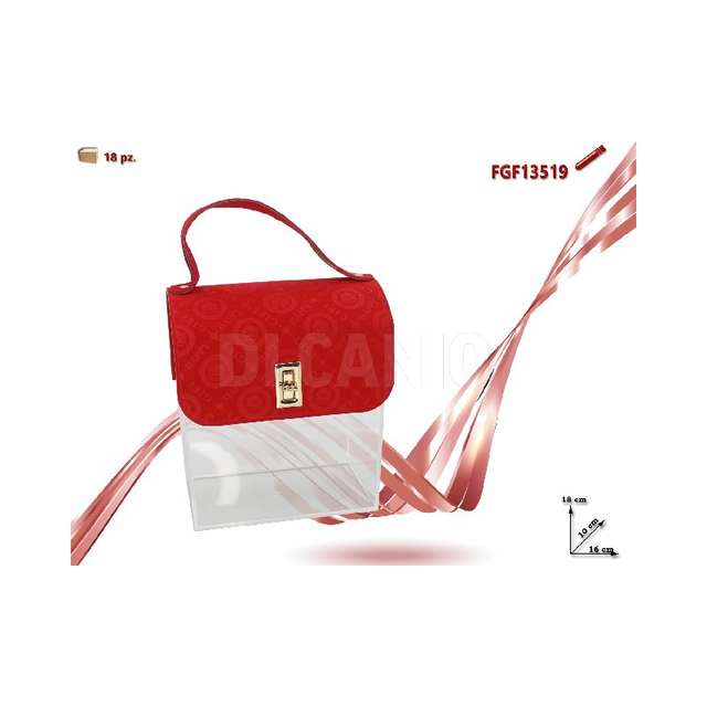 Borsa plastica e velluto rossa cm.16x10x18 - Principale
