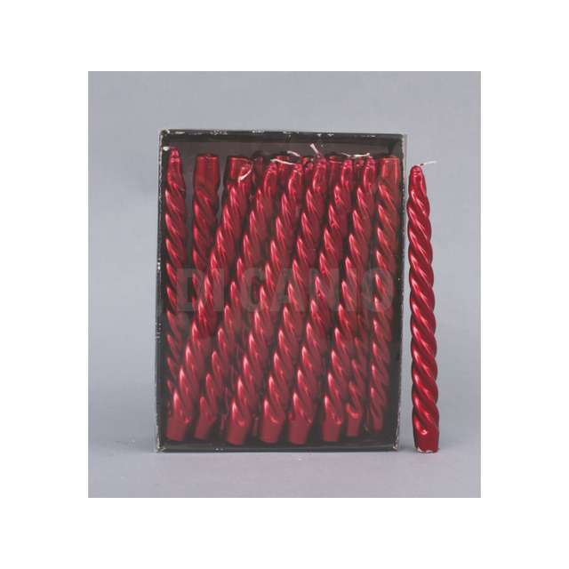 Candela torciglione cm.2x24h rossa metallizzata - Principale