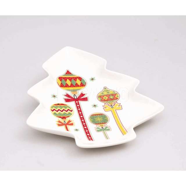 Ciotola albero ceramica cm.22x26h bianca dec.sfere - Principale