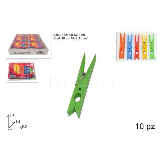 Molletta plastica colorata 10 pz - Principale