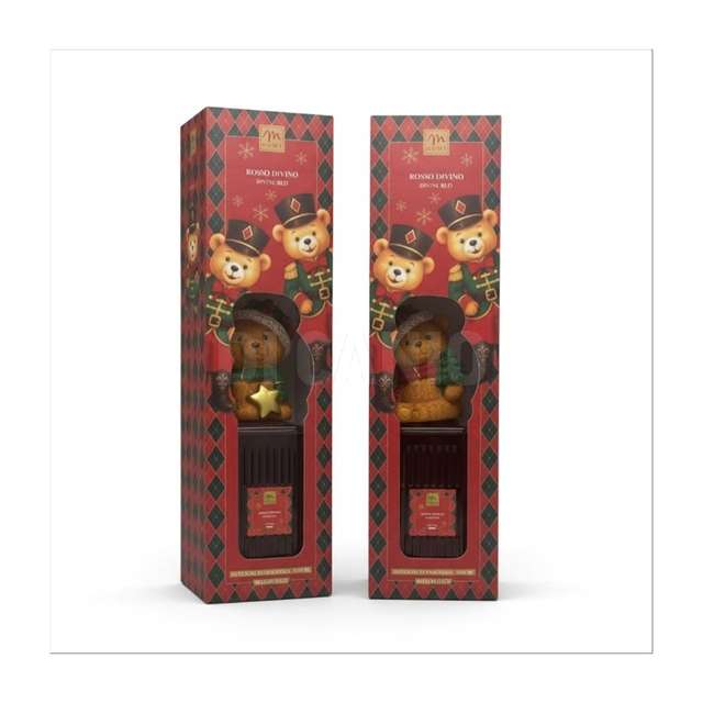Diffusore di fragranza bottiglia clara 500 ml rosso di vino tappo teddy e bacc - Principale