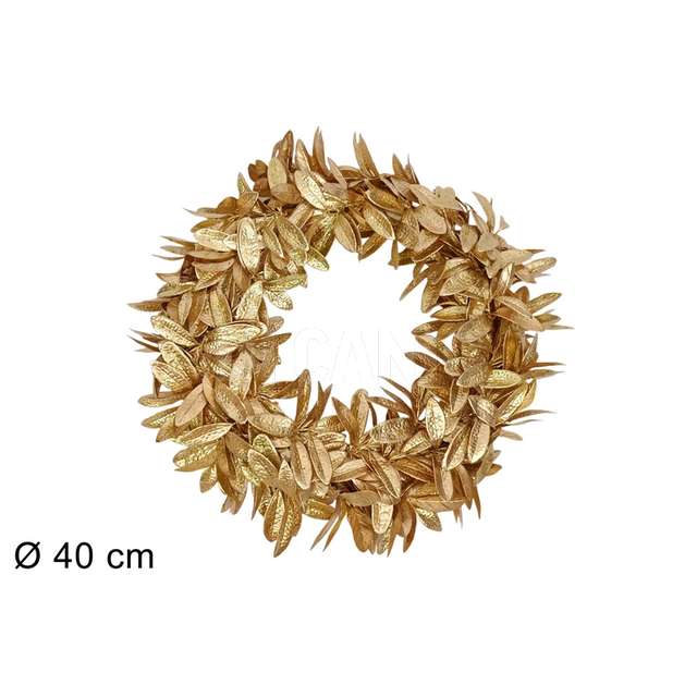 Dietroporta 40 cm. foglie glitterate oro - Principale