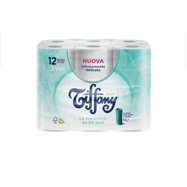 Tiffany igienica 12 rotoli fidata 3 veli anima colorata - Principale