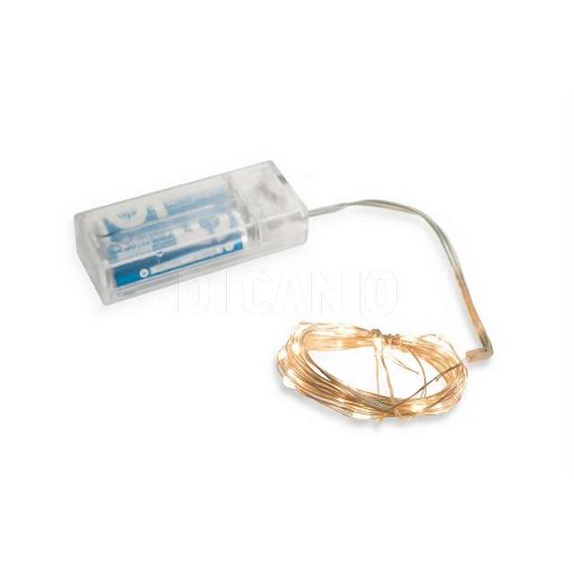 Cavo oro 20 led bianco caldo a batteria - Principale