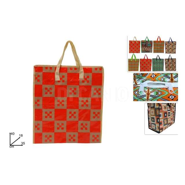 Borsa spesa 35x40x18 in plastica c cerniera fantasia ass. - Principale