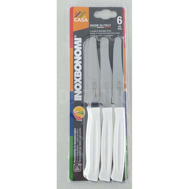 Blister 6 pz. coltello tavola bivalva bianco bonomi - Principale